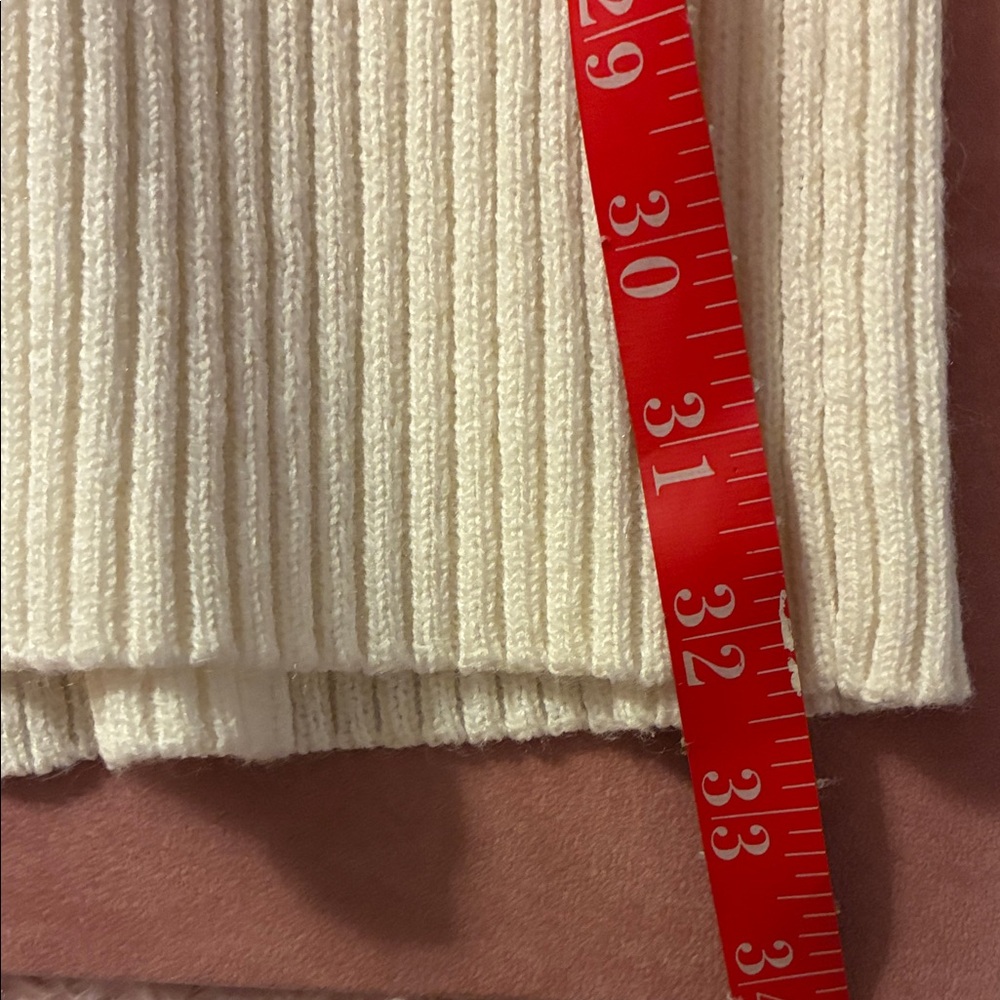 Elegant Cream Ribbed Maxi Skirt & Sweater Top— Women’s Stretch Knit Size M - Picture 13 of 14
